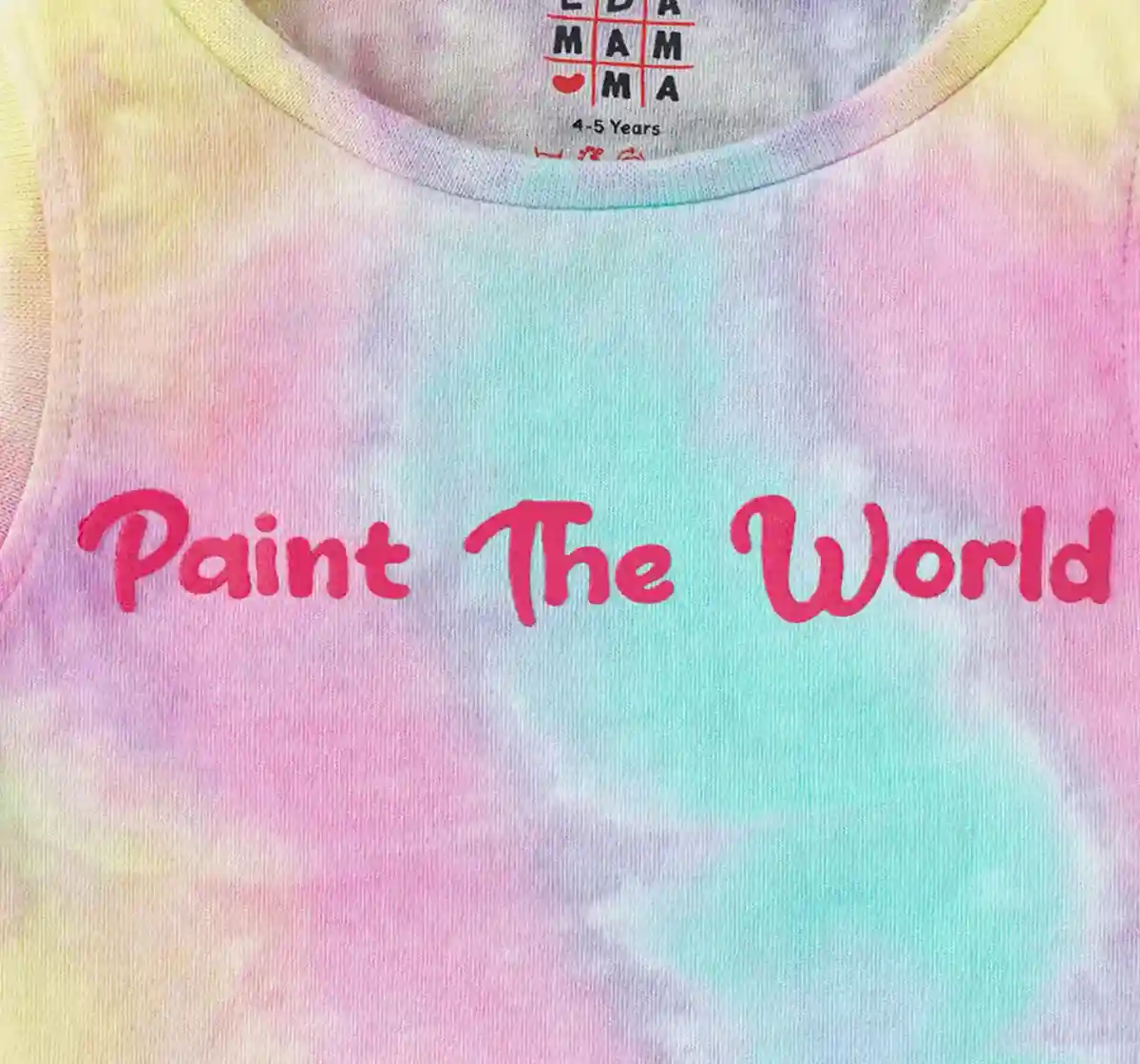 Girls Tie Dye Printed T-Shirt With Text Print
