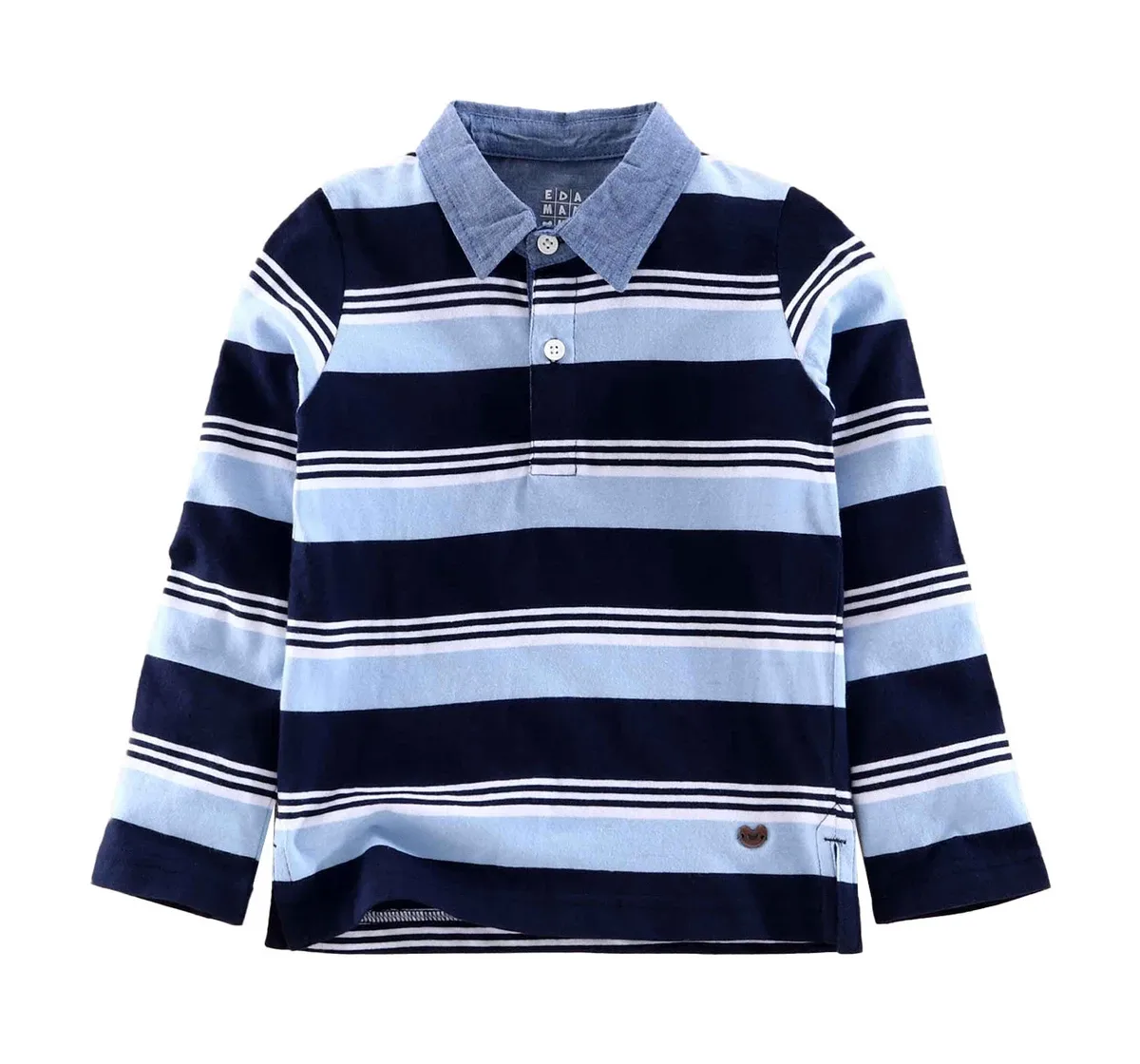 Boys Striped Collar Tee - Blue