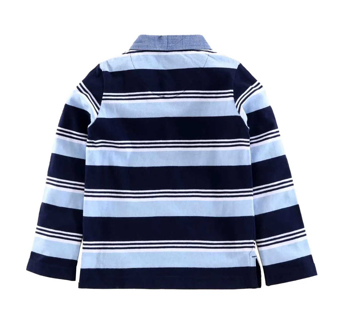 Boys Striped Collar Tee - Blue