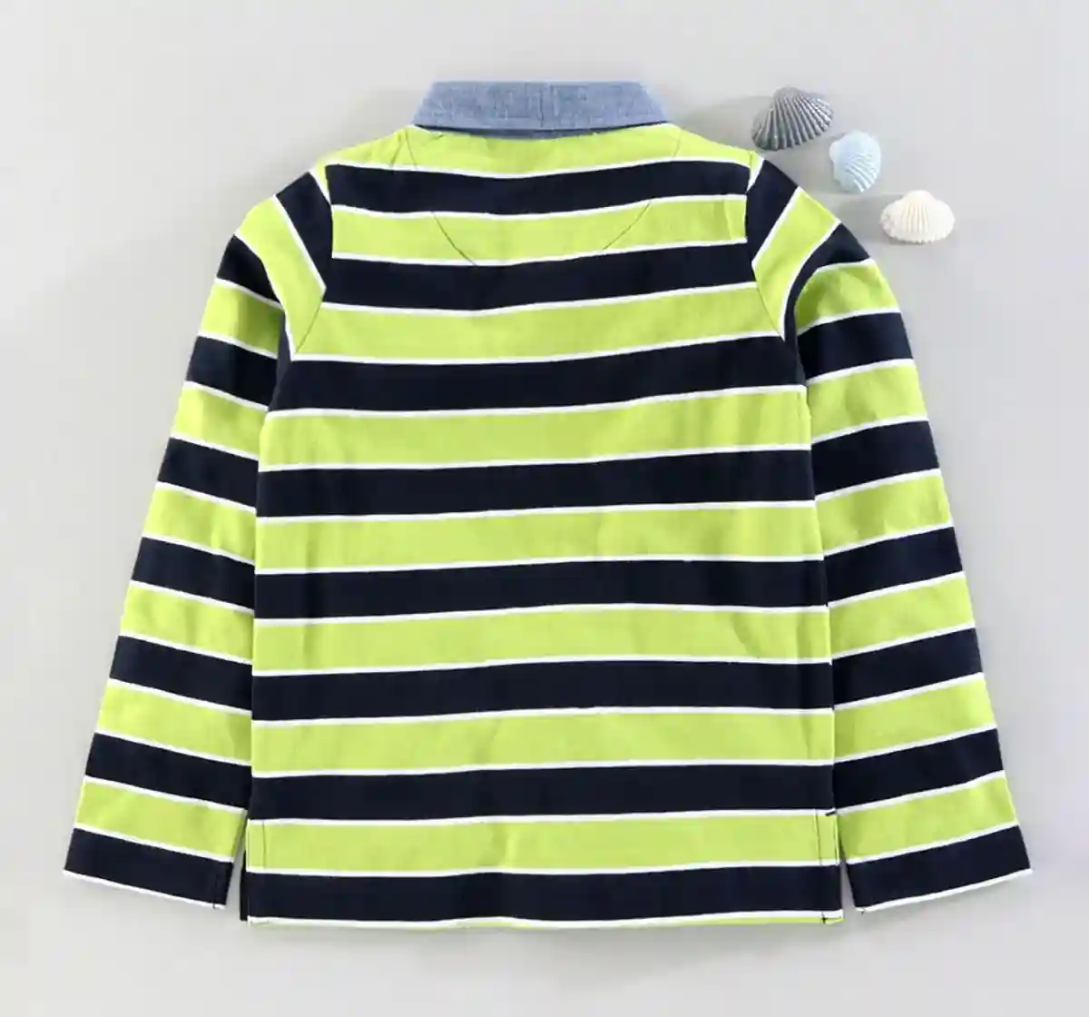 Boys Striped Collar Tee - Green