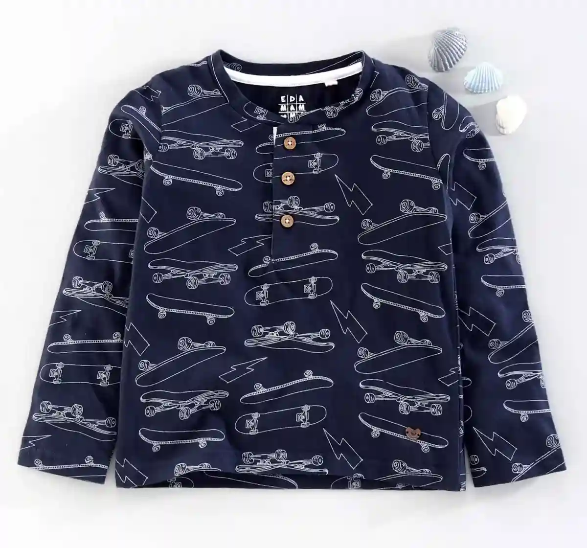 Boys Printed Organic Tee - Navy