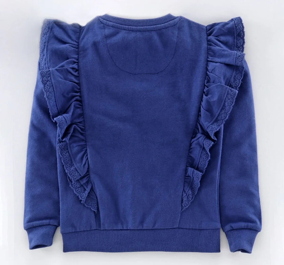 Girls Zipper Jacket With Lace - Blue