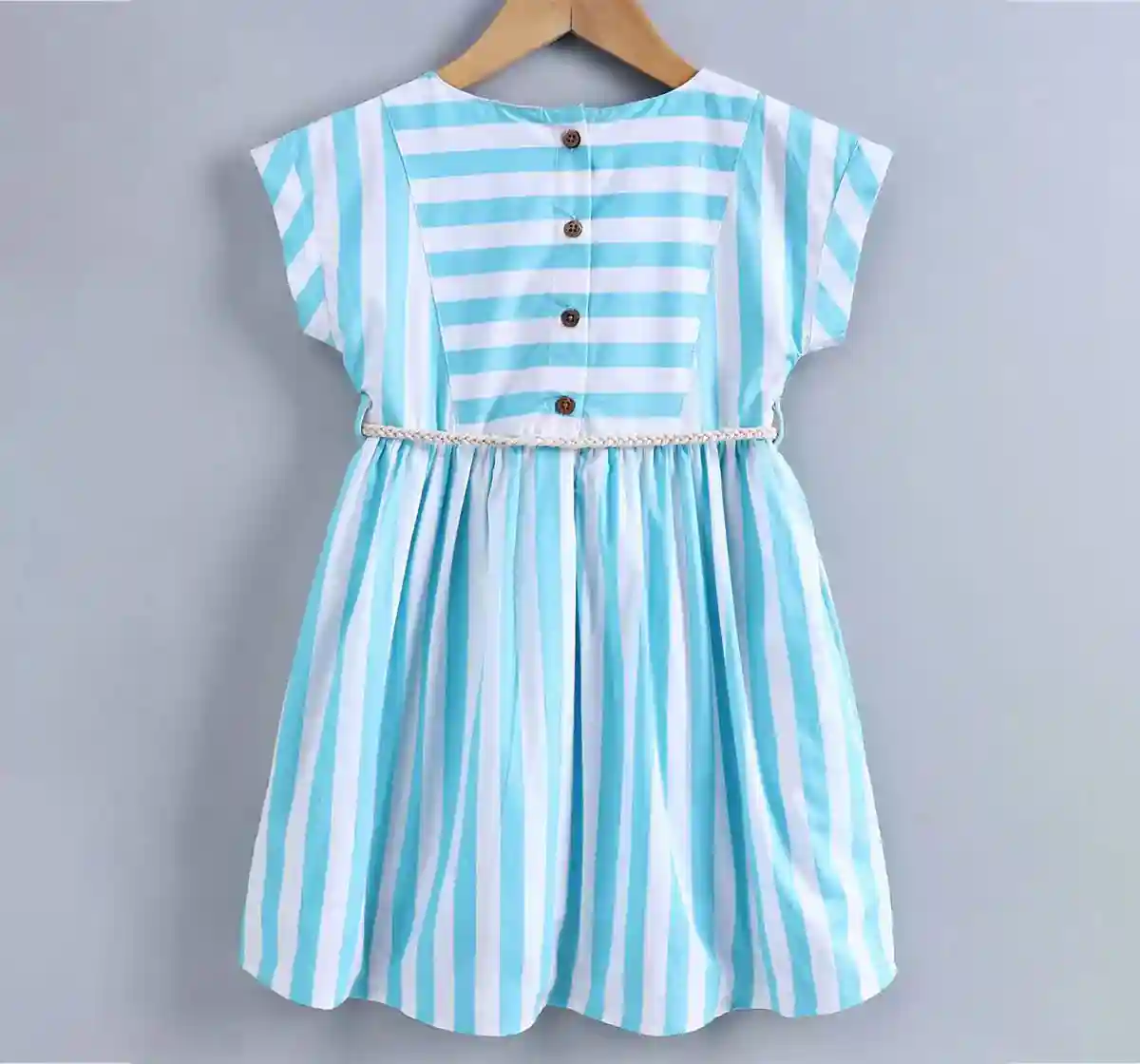 Girls Striped Dress - Pale Blue