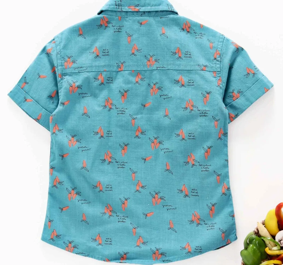 Boys Printed Flax Shirt - Teal