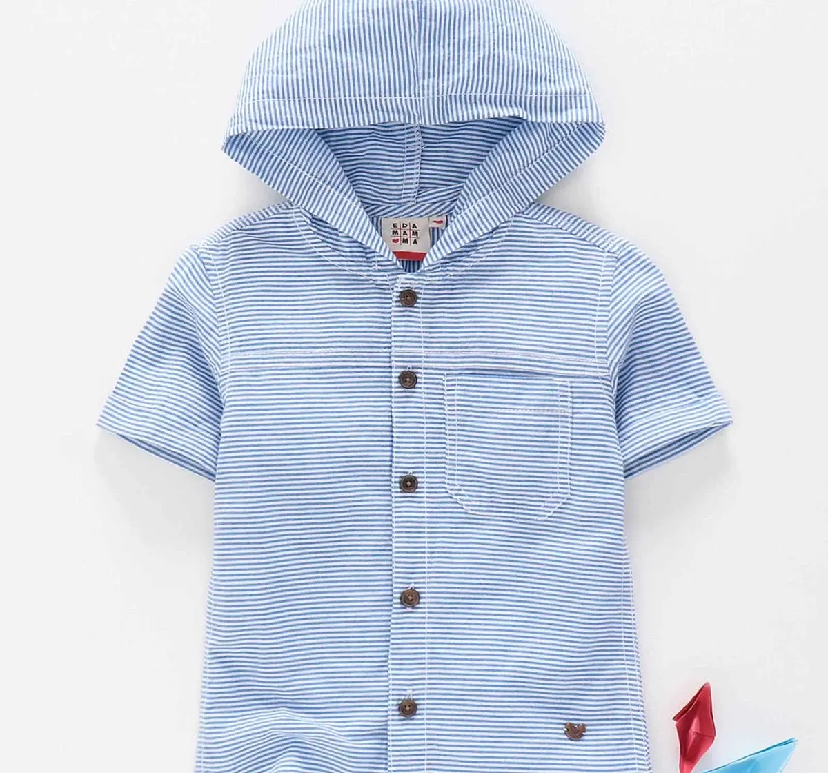 Boys Striped Hood Shirt - Blue