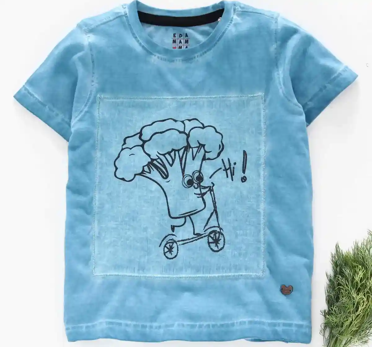 Overdyed Tee With Patch - Faded Blue