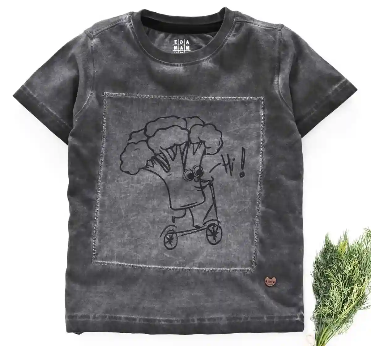 Boys Overdyed Graphic Tee - Grey