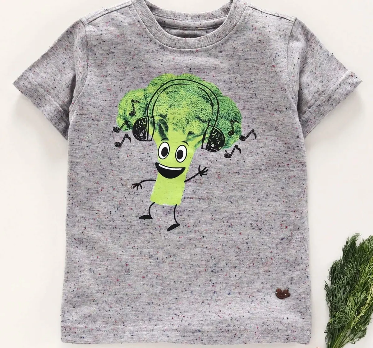 Boys Graphic Print Tee - Grey Melange