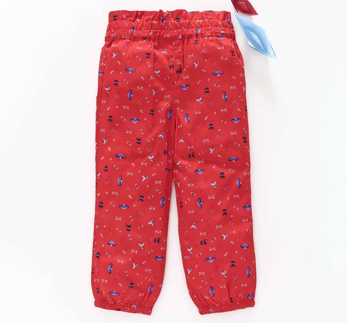 Girls Printed Harem Pants - Red