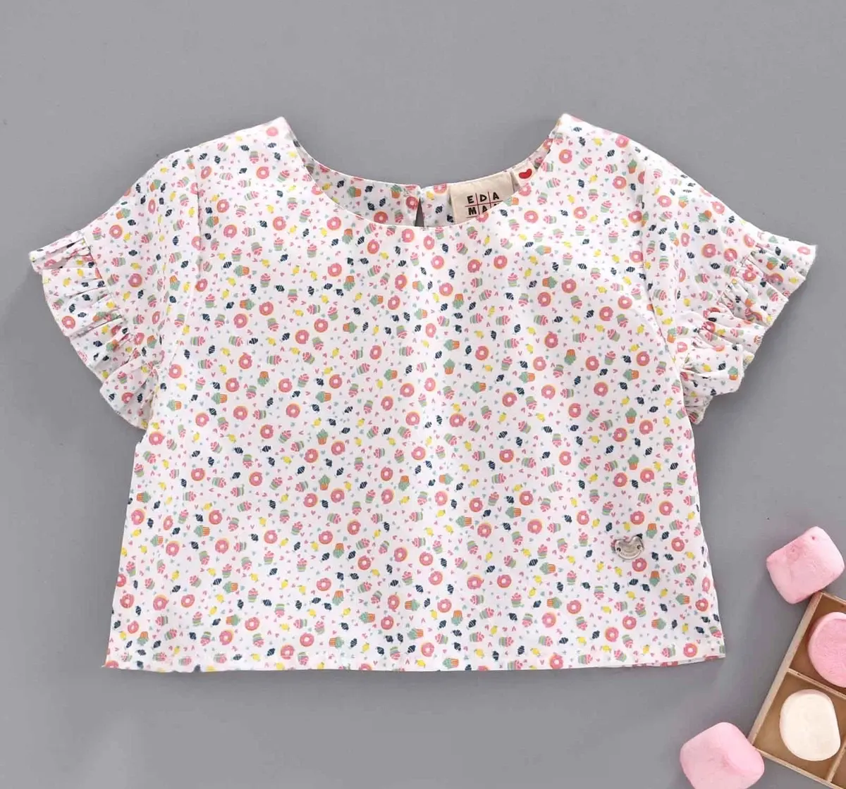 Girls Printed Crop Top - Multi