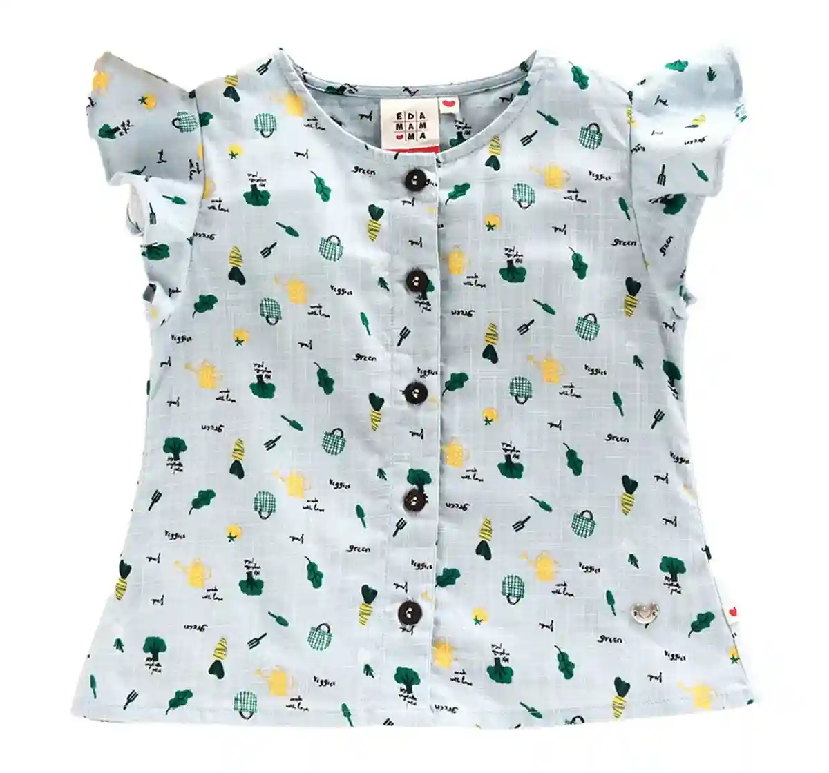 Girls Ruffle Sleeve Top - Pale Blue