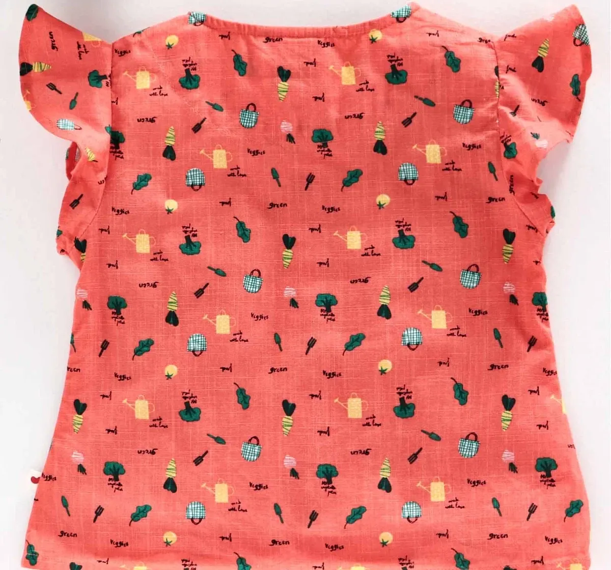 Girls Ruffle Sleeve Top - Coral