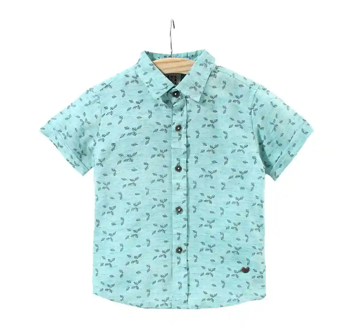 Boys Half Sleeves Printed Shirt - Green