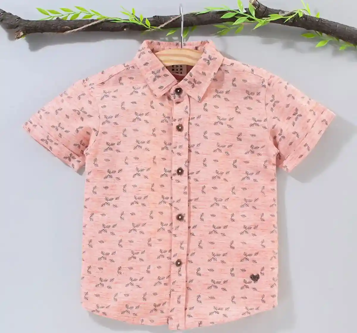 Boys Half Sleeves Printed Shirt - Orange