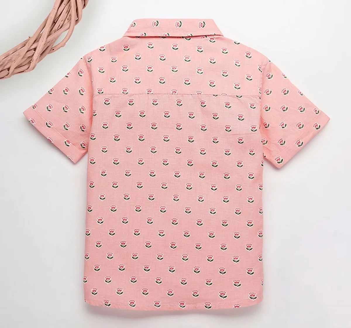 Boys Half Sleeves Printed Shirt - Peach