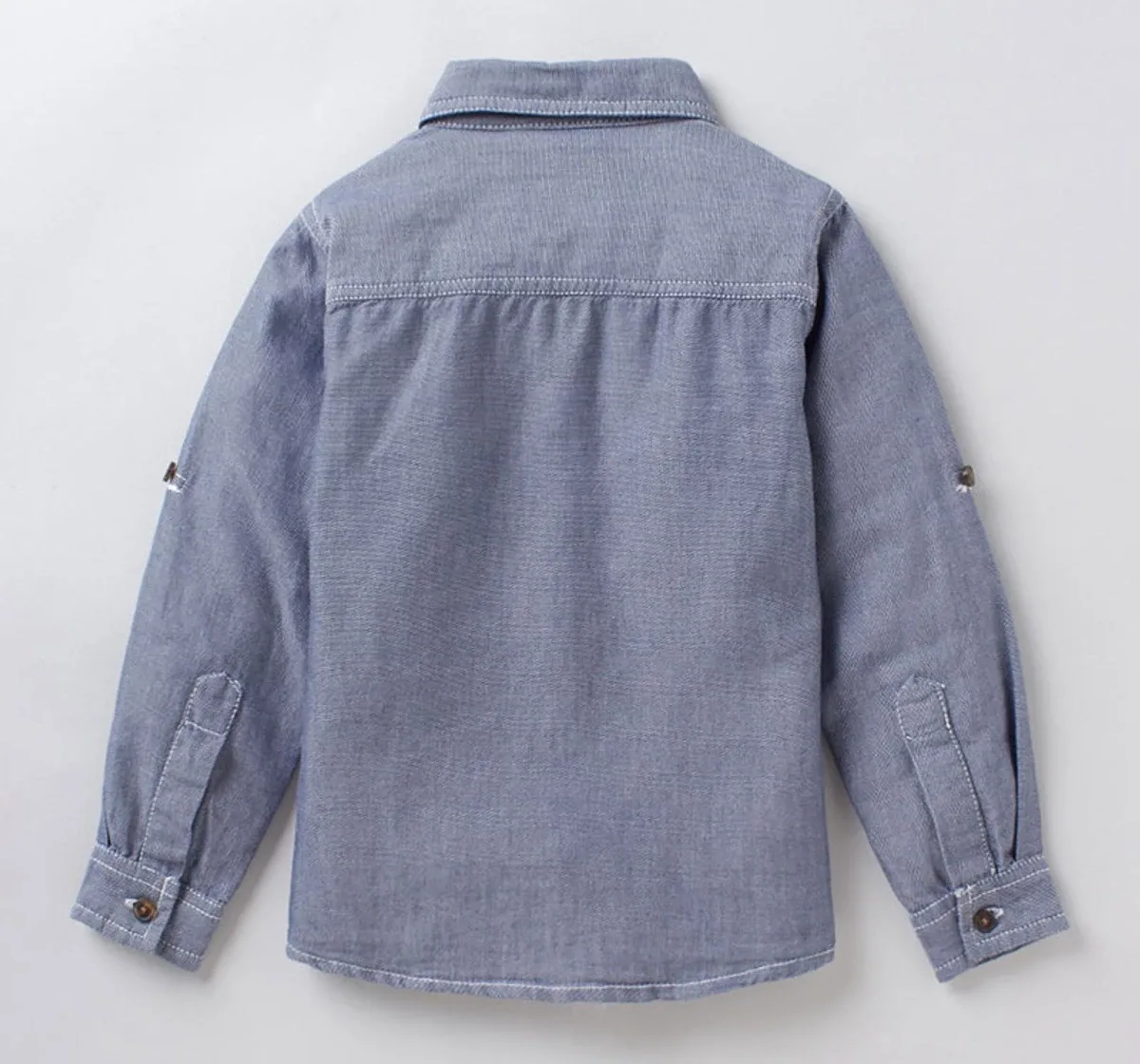 Boys Roll Up Sleeves Shirt - Blue