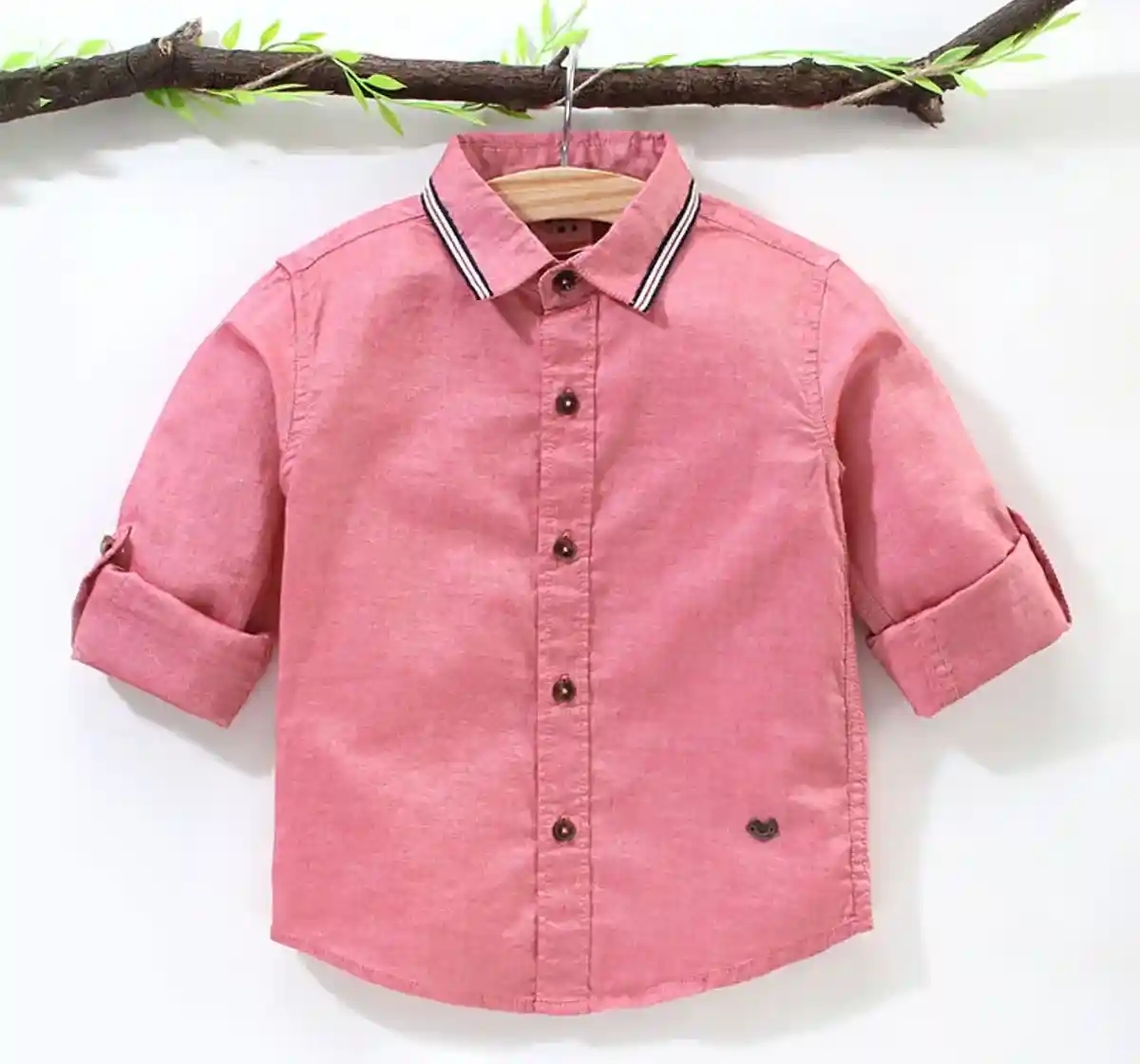 Boys Roll Up Sleeves Shirt - Red