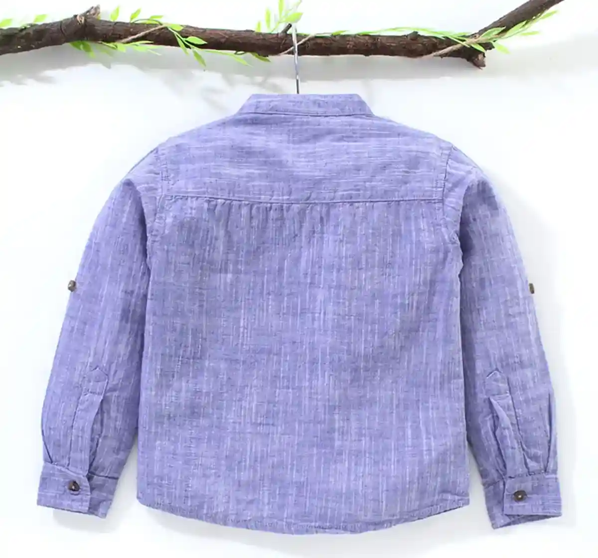 Boys Pintuck Kurta Placket Shirt - Blue