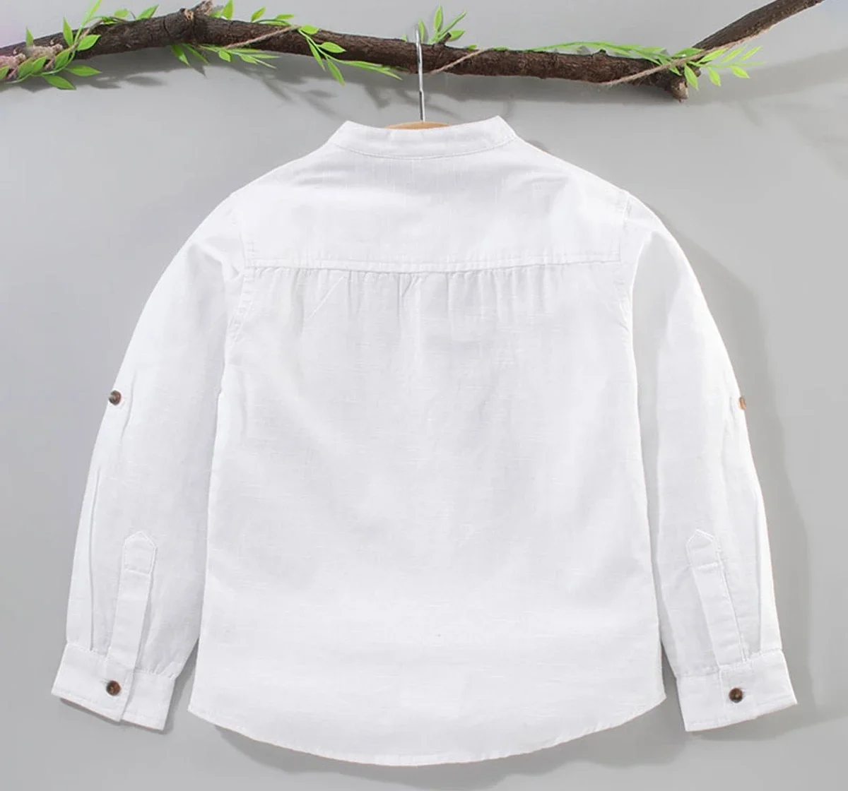 Boys Pintuck Kurta Placket Shirt - White