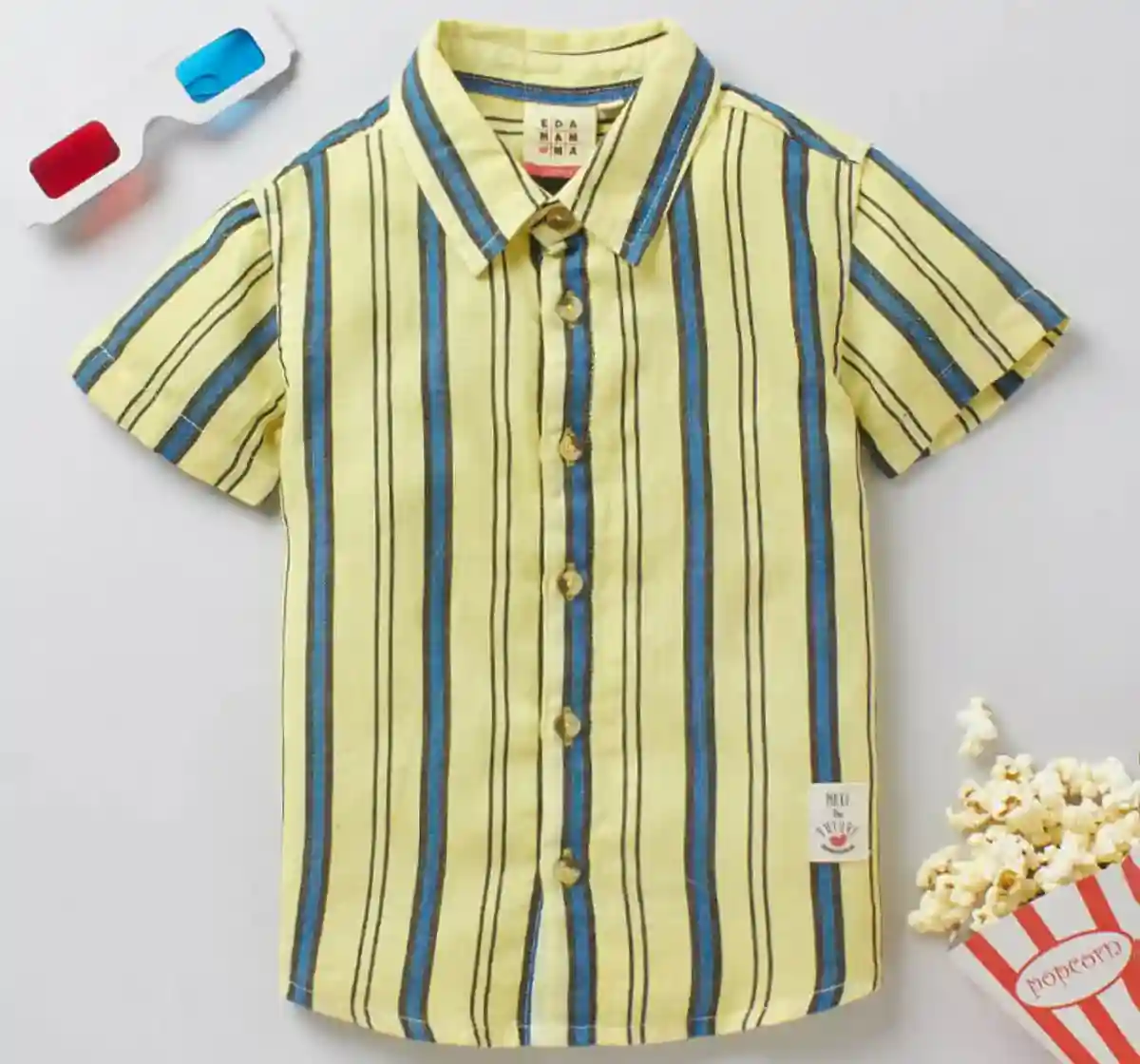 Boys Overdyed Stripe Shirt - Yellow