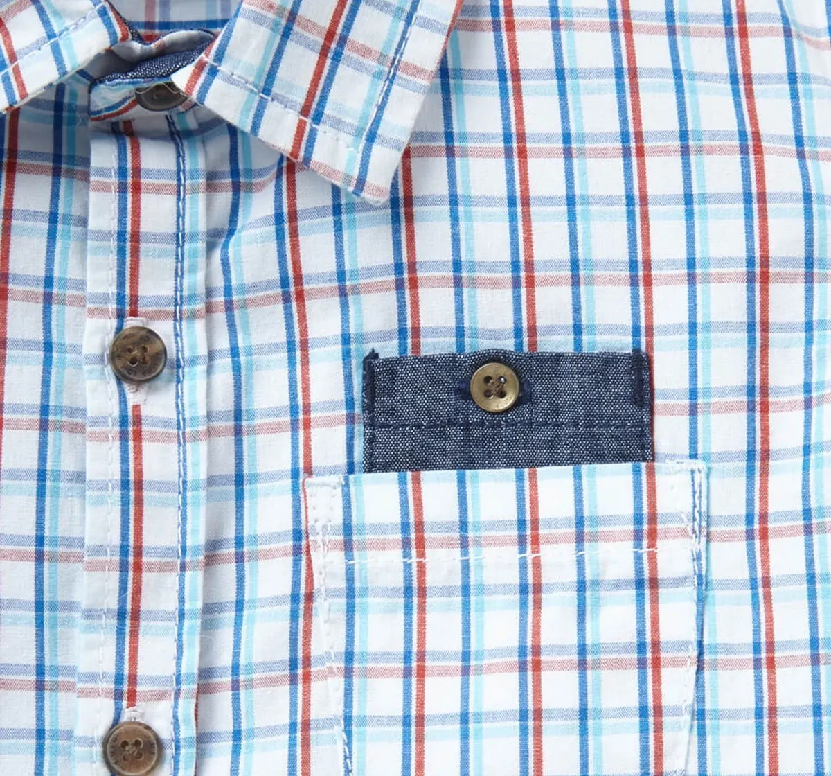 Boys Half Sleeve Check Shirt - Blue