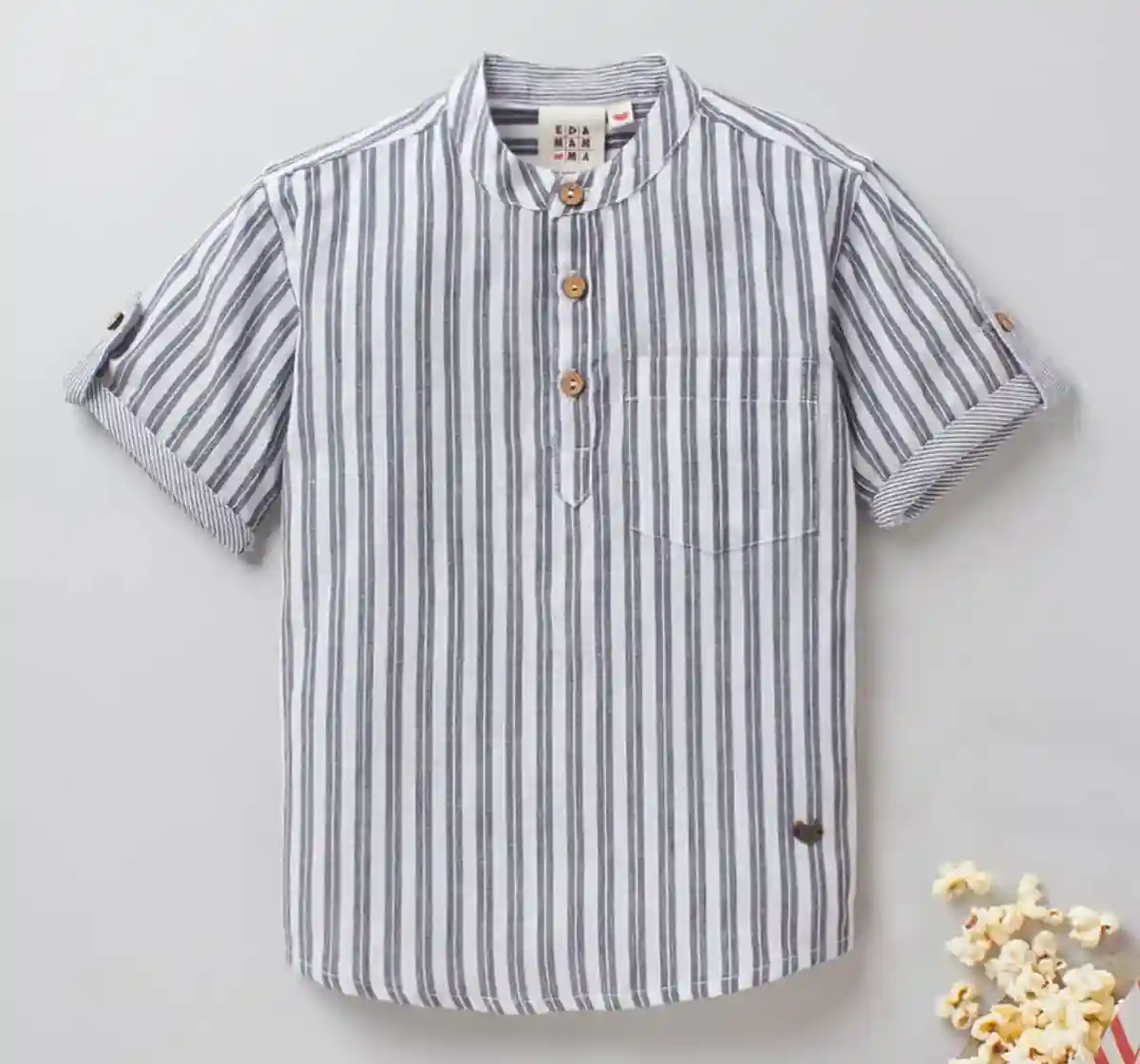 Boys Striped Half-Sleeved Shirt - Black/White