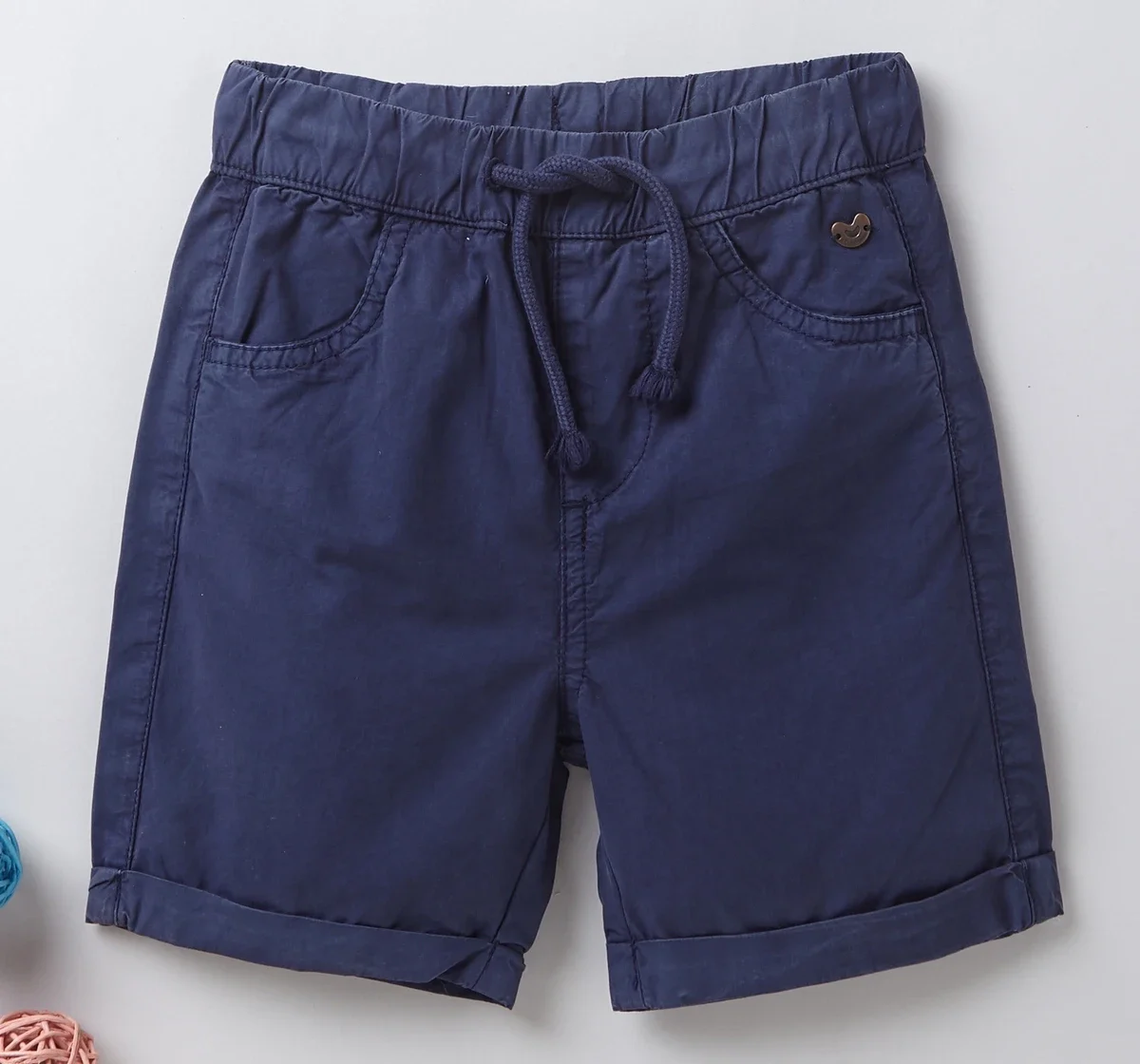 Boys Pull Up Washed Shorts - Navy