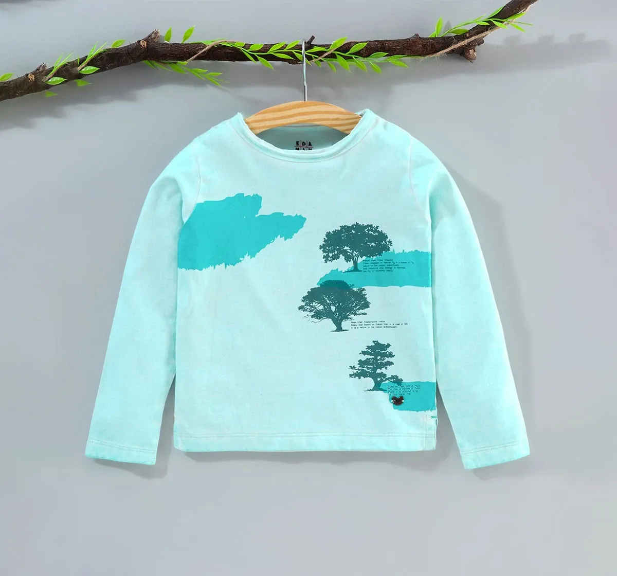 Boys Full Sleeve Washed Tee - Faded Blue