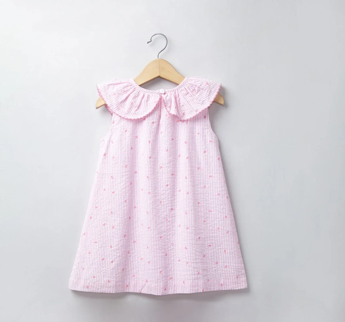 Girls Sleeveless Stripe Dress - Pink