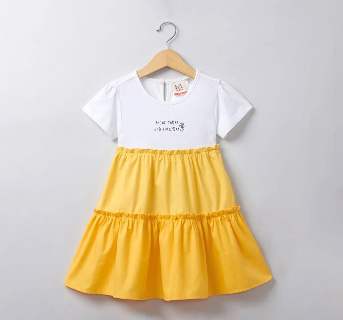 Girls Ombrey Layered Dress - Yellow