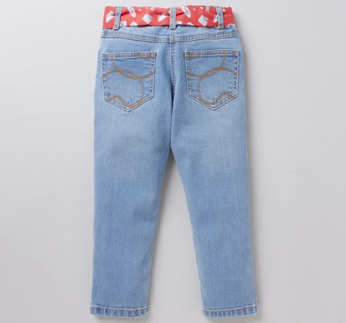 Girls Stretch Girls Denims Jeans With Belt - Mid Blue