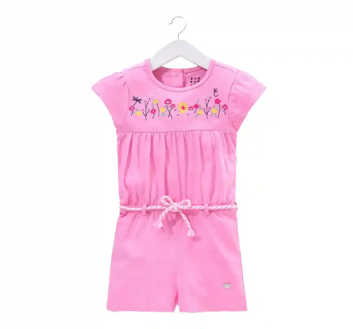 Girls Cotton Knit Jumpsuit - Pink