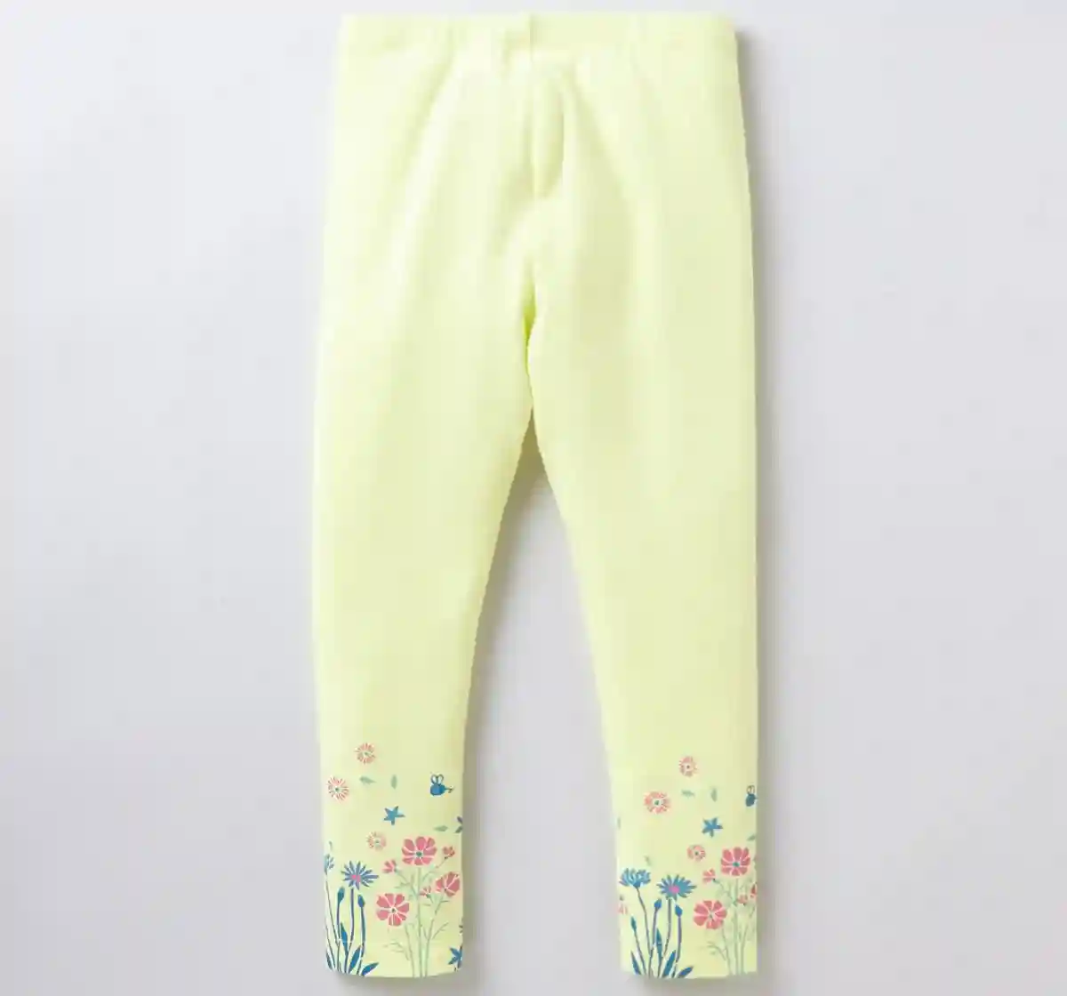 Girls Floral Printed Leggings -Yellow