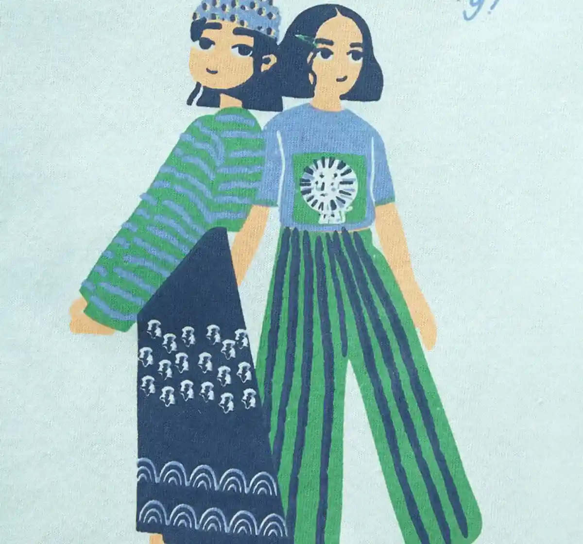 Girls Tee With Skirt Set - Aqua