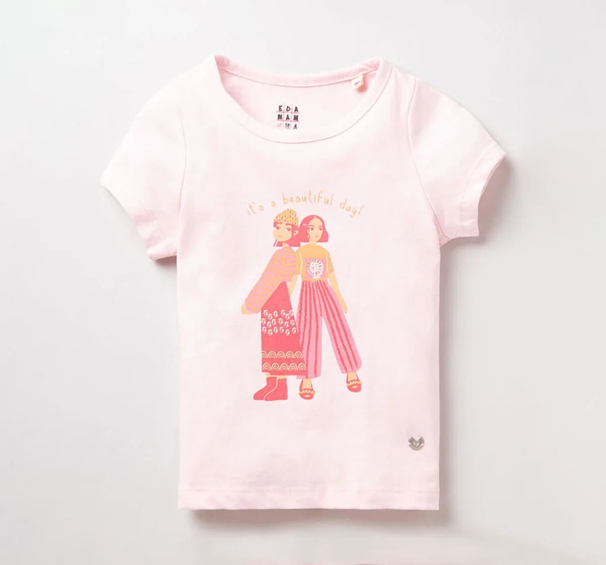 Girls Tee With Skirt Set - Pink