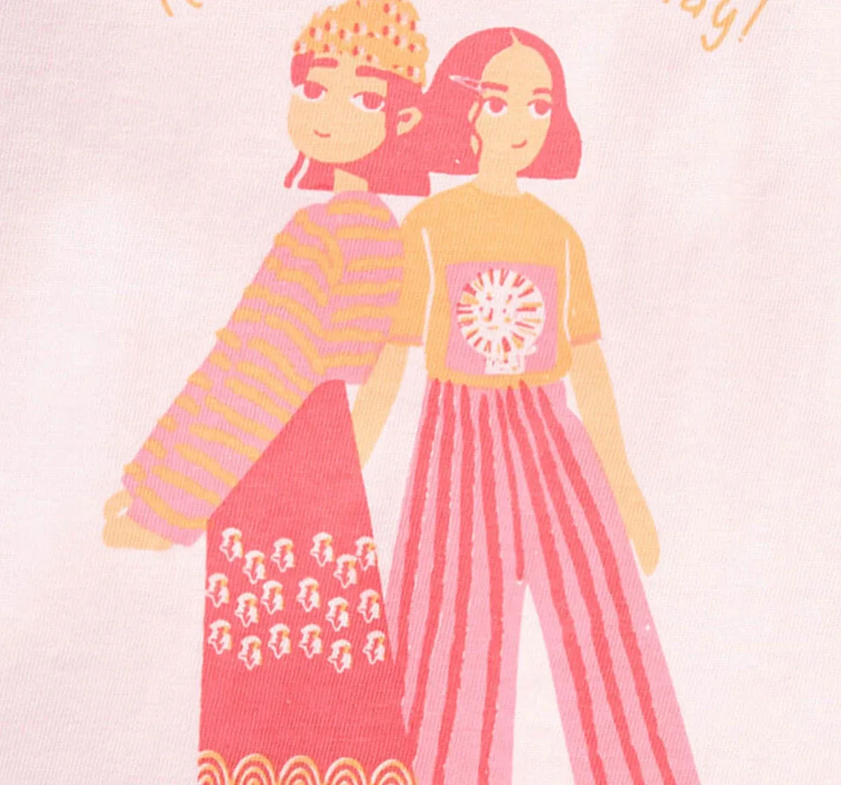 Girls Tee With Skirt Set - Pink