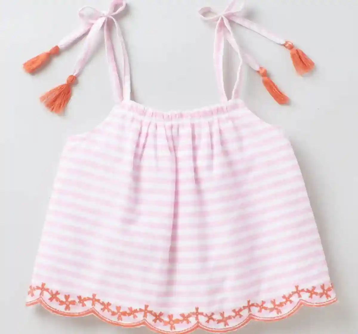 Girls Striped Strappy Top & Skirt Set -Pink
