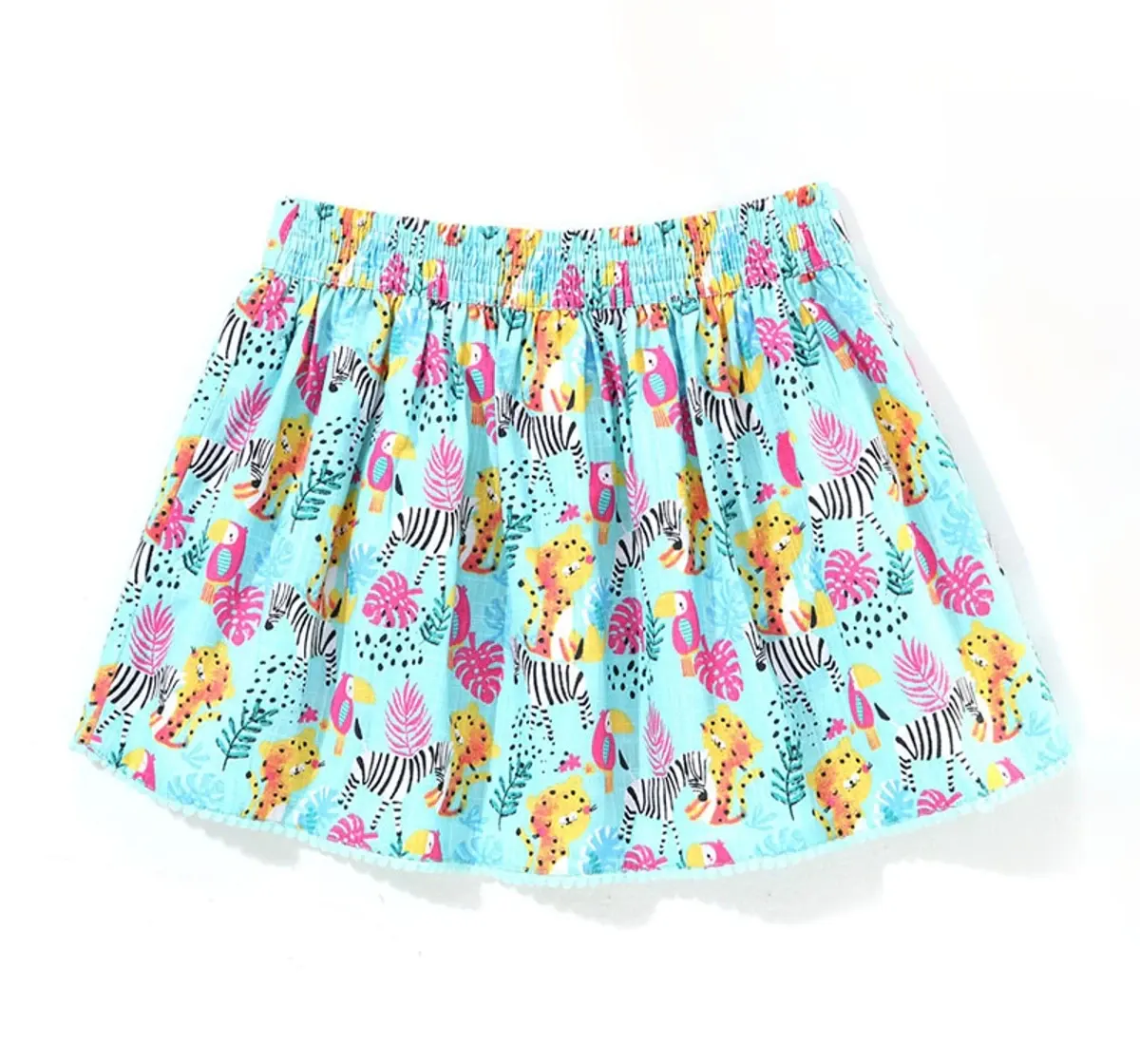 Girls Jungle Print Flared Skirt - Aqua