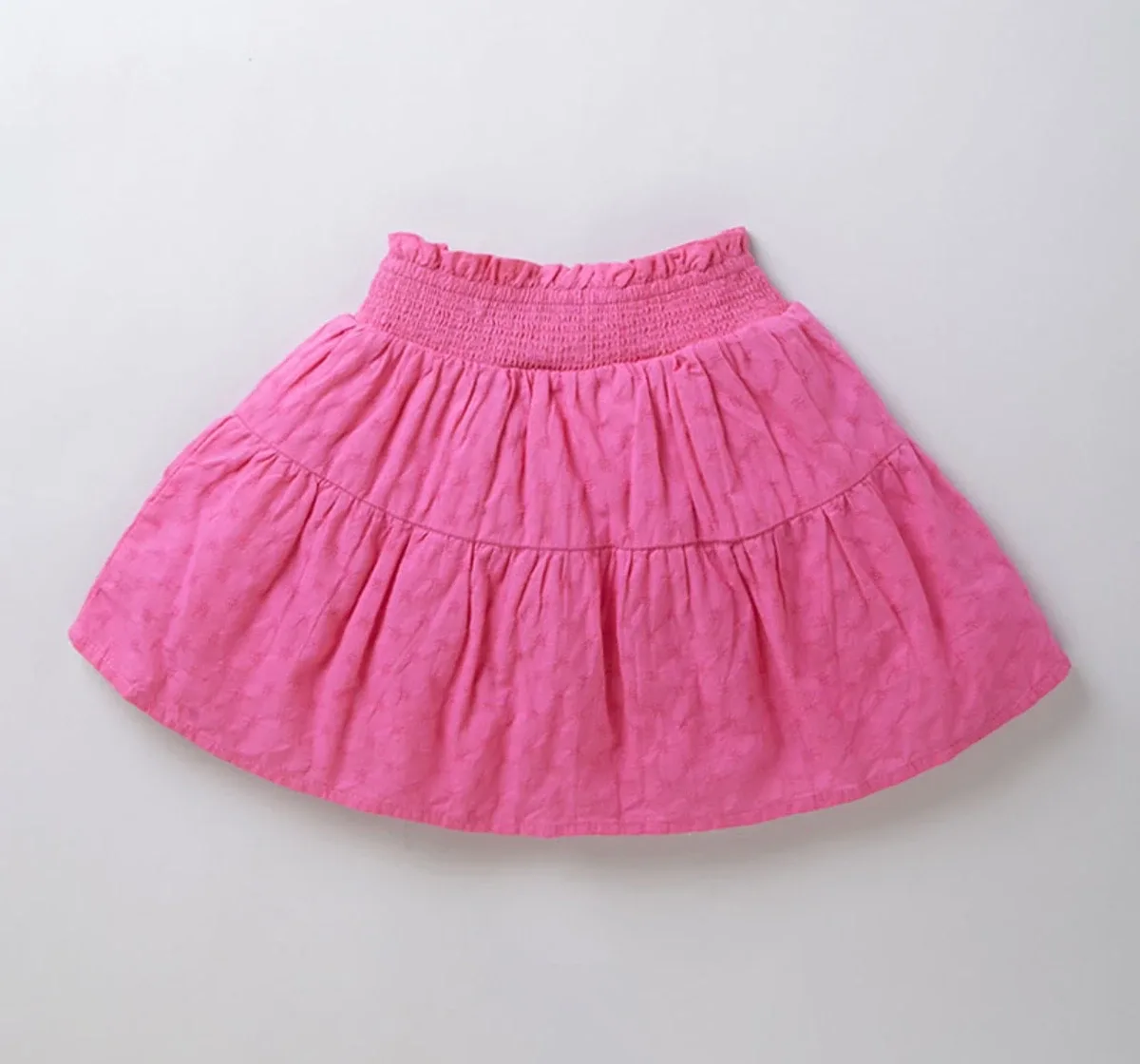 Girls Smocked Dobby Skirt - Pink