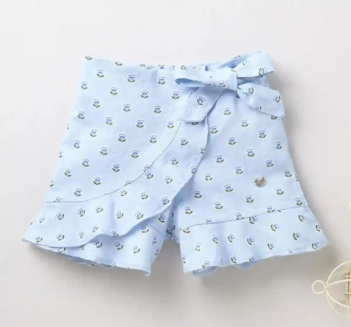 Girls Printed Ruffle Skort - Blue