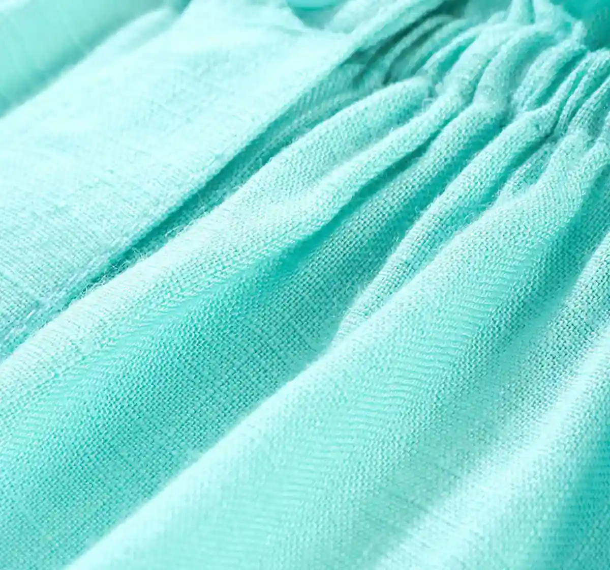 Girls Solid Peasant Top Aqua
