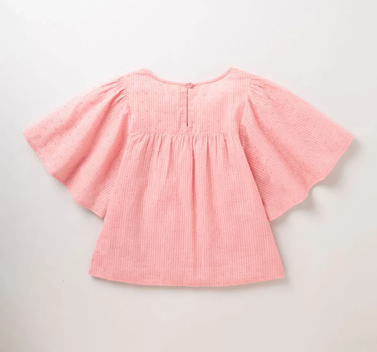 Girls Flutter Sleeves Top - Peach