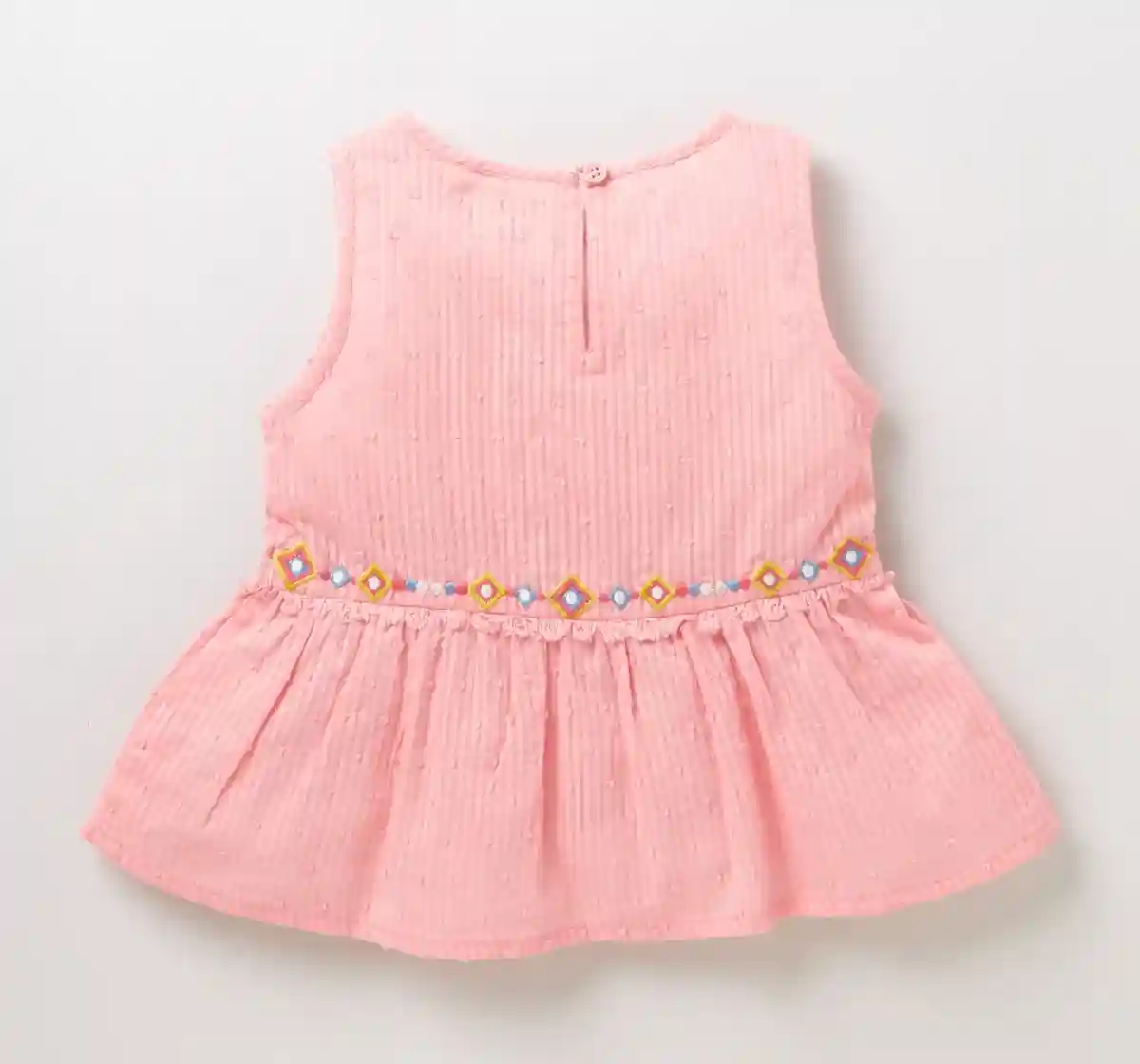 Girls Sleeveless Embroidered Top - Peach