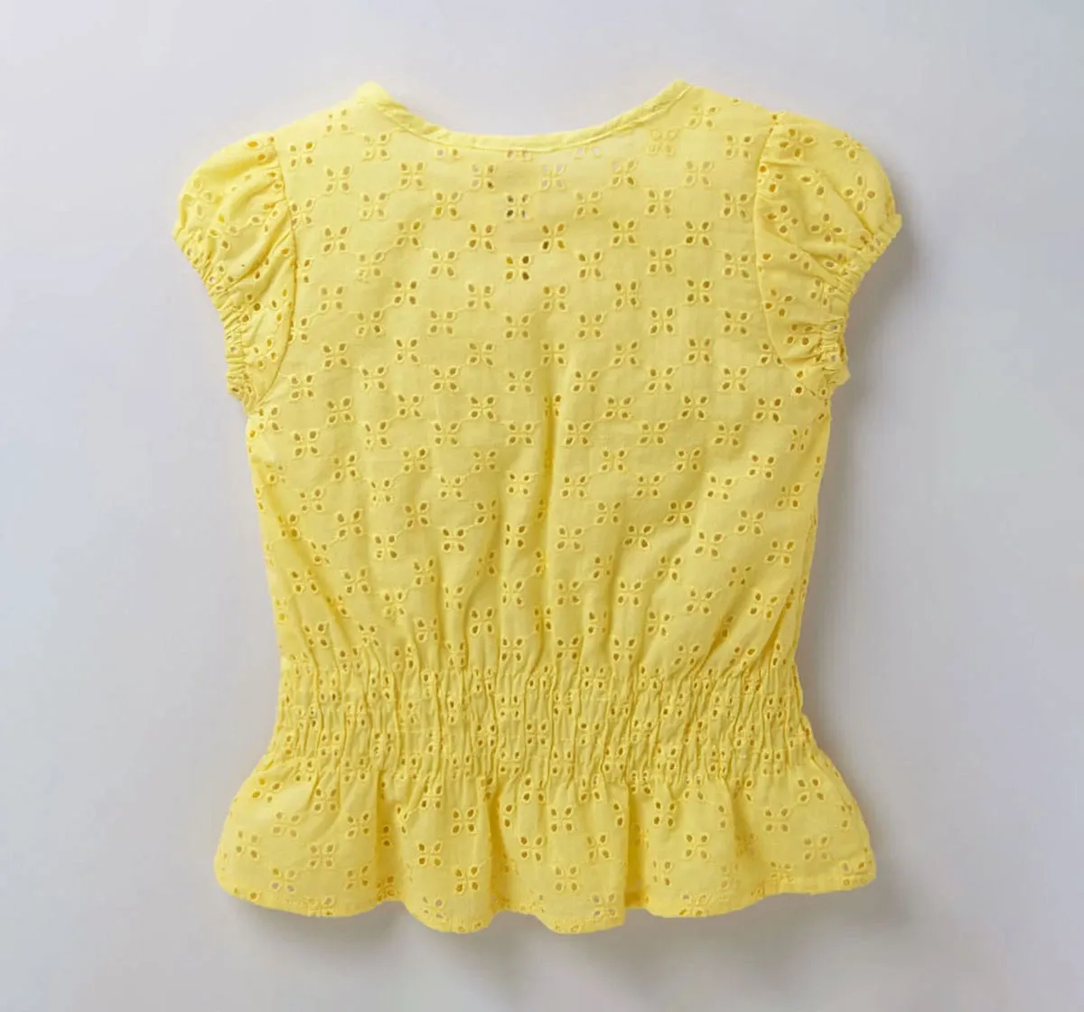 Girls Schiffly Peasant Top - Yellow