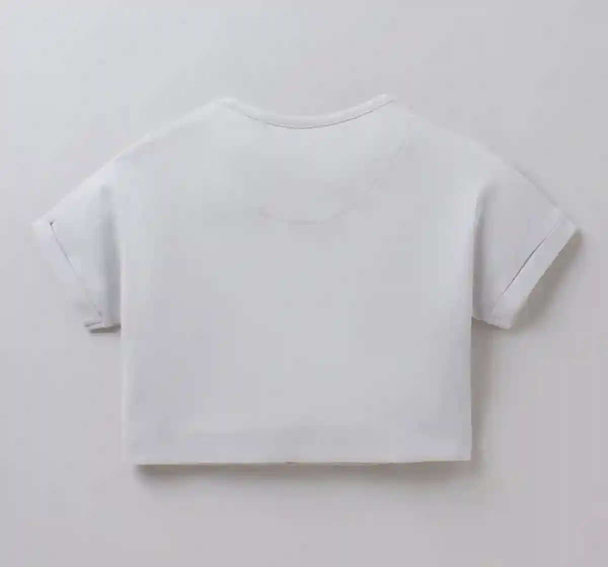 Girls Crop Printed Tee - Grey