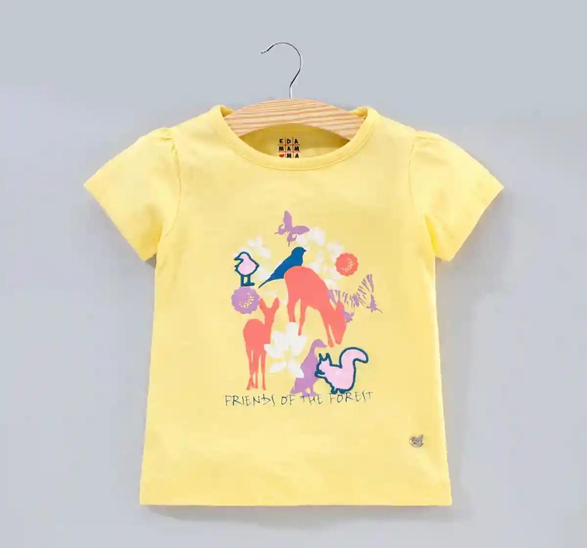 Girls Forest Print Tee - Yellow