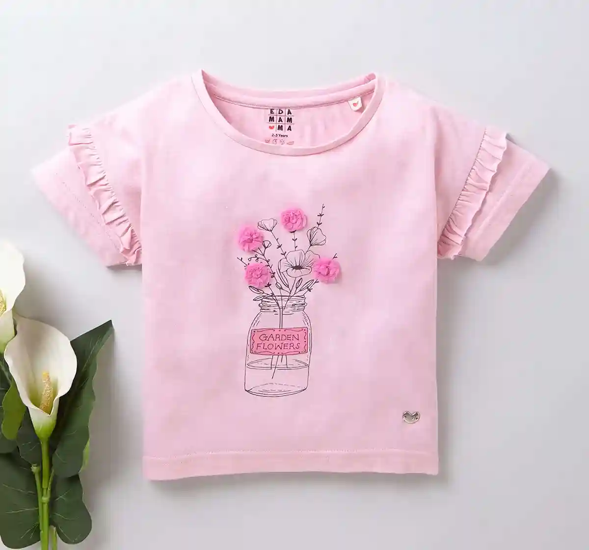 Girls Ruffle Sleeve Tee - Blue