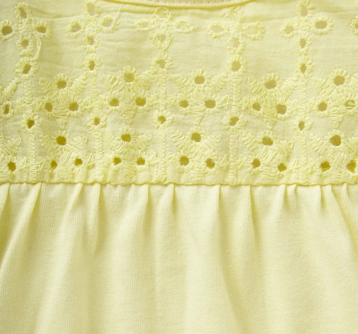 Girls Embroidered Yoke Tee - Lemon