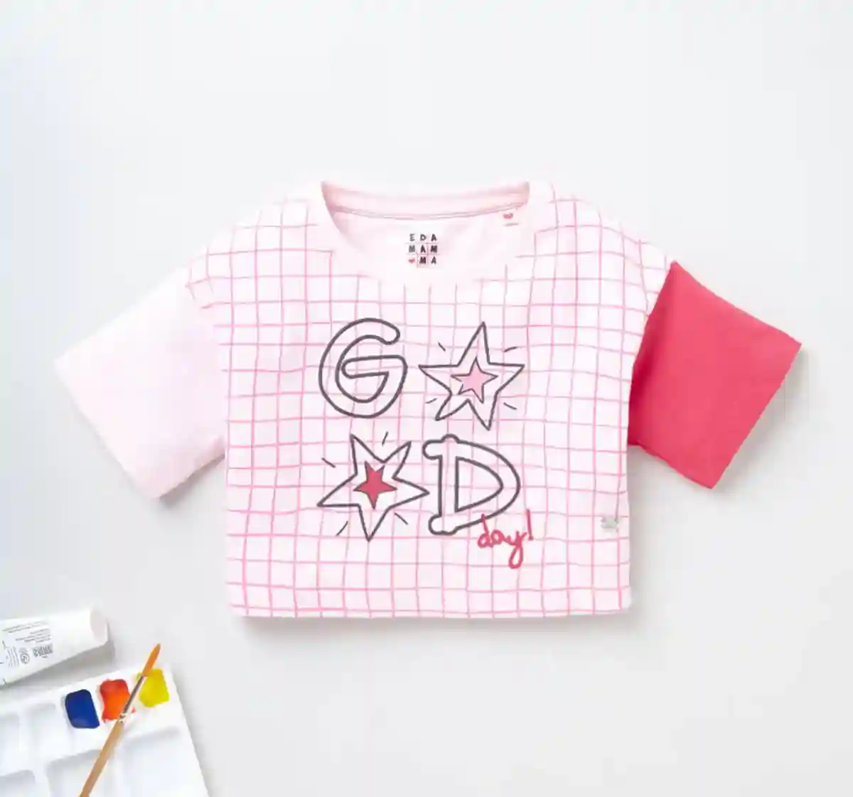 Girls Crop Top With Print - Pink