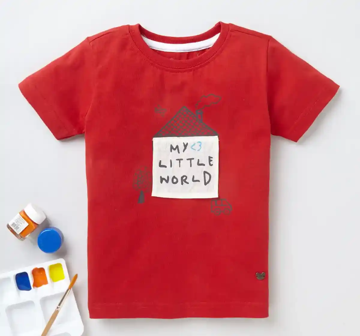 Unisex Patch Print Tee - Red